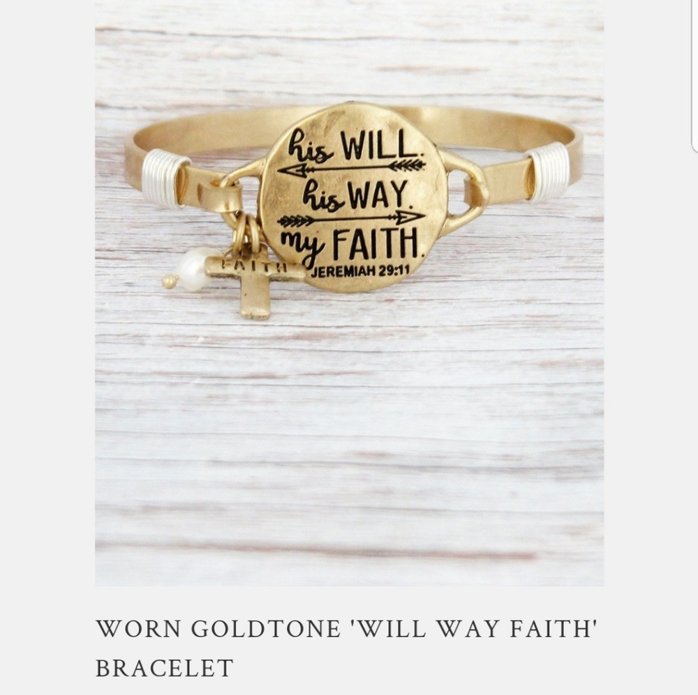 💞"his Will his Way my Faith" Bracelet Goldtone